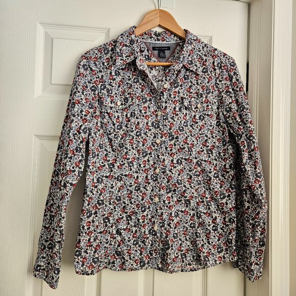 Tommy Hilfiger Women's Size Large Floral Dress‎ Long Sleeve Button Down Shirt - Picture 1 of 11